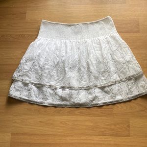 White with silver design skirt